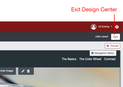 Exit design center button